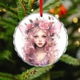 thumbnail image 4 of Glass Christmas Ornament Pink Floral Fairy Princess Girl Print Christmas Tree Glass Ornament Fairy Girl Hanging Craft Collectibles for Xmas Trees Home Party Gifts, 4 of 8