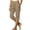 Khaki, variant on Luivaraty Capri Pants for Women Solid Color Straight Leg Pants Fashion Comfy Drawstring Side Split Capris with Pockets, S-2XL