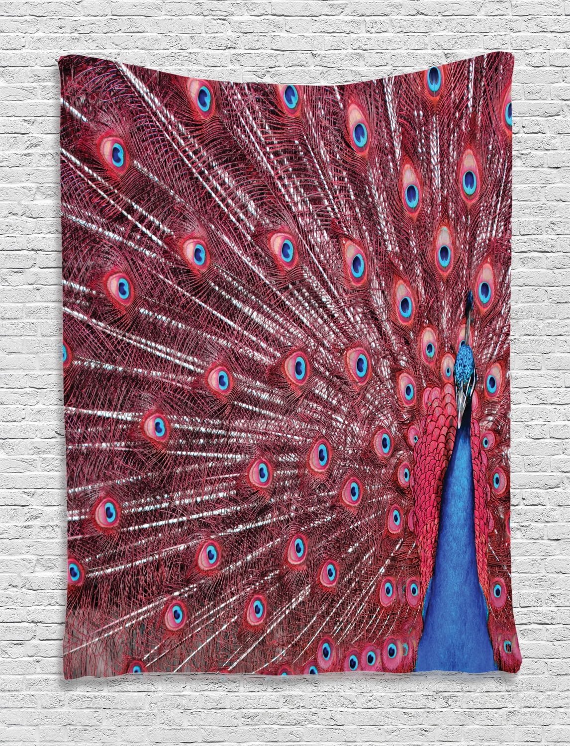 Peacock Decor Wall Hanging Tapestry, A Beautiful Male Peacock Displays