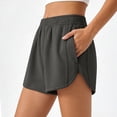 thumbnail image 2 of Shorts de Sudadera para Mujer de Cintura Alta, Shorts de Sudadera Casuales para Hacer Ejercicio, Tipo Pull on, Cintura Elástica, Shorts de Running con Bolsillos, Gris, XXL, 2 of 8
