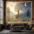 thumbnail image 6 of Woodland Animals Around a Day and Night Tree, Peaceful Illustration for Nature Lovers, Forest Wall Art, Birthday Gift, Tapestry Wall Hanging for Bedroom and Living Room, 6 of 7