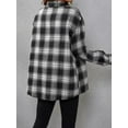 thumbnail image 4 of MORTTIC Women's Buffalo Plaid Button-Down Shirt, Long Sleeve Shacket Top, Casual Plaid Blouse for Fall & Winter, Black, S, 4 of 5