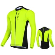 WEST BIKING Men's Cycling Jersey Quick Dry Long Sleeves Zipper Bike Shirt, Green