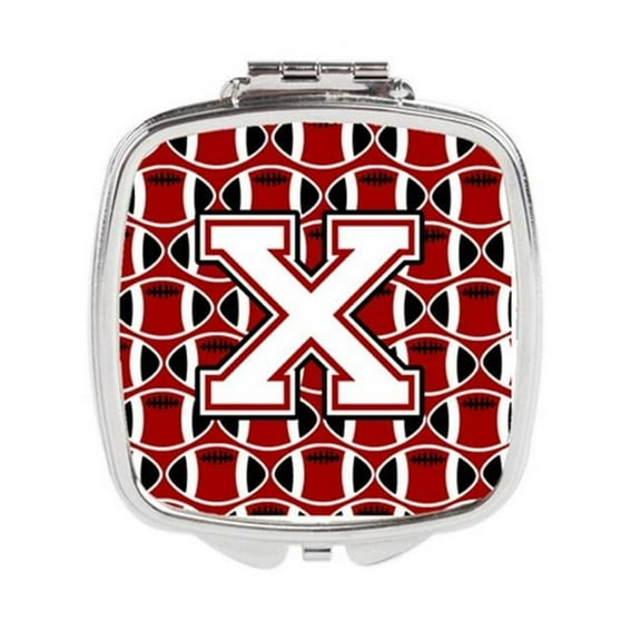 Letter X Football Cardinal & White Compact Mirror