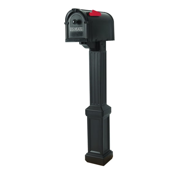 Postal Pro Piedmont Black Plastic Mailbox and Post Kit