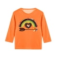 thumbnail image 4 of YUNAFFT T-Shirt à Manches 3/4 Col Rond Imprimé Créatif Décontracté pour Garçons et Filles Style Ludique Festival Orange, 4 of 6