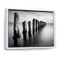 thumbnail image 2 of Designart "Monochrome Pier On The Horizon II" Coastal Pier Floater Framed Wall Art Living Room, 2 of 5