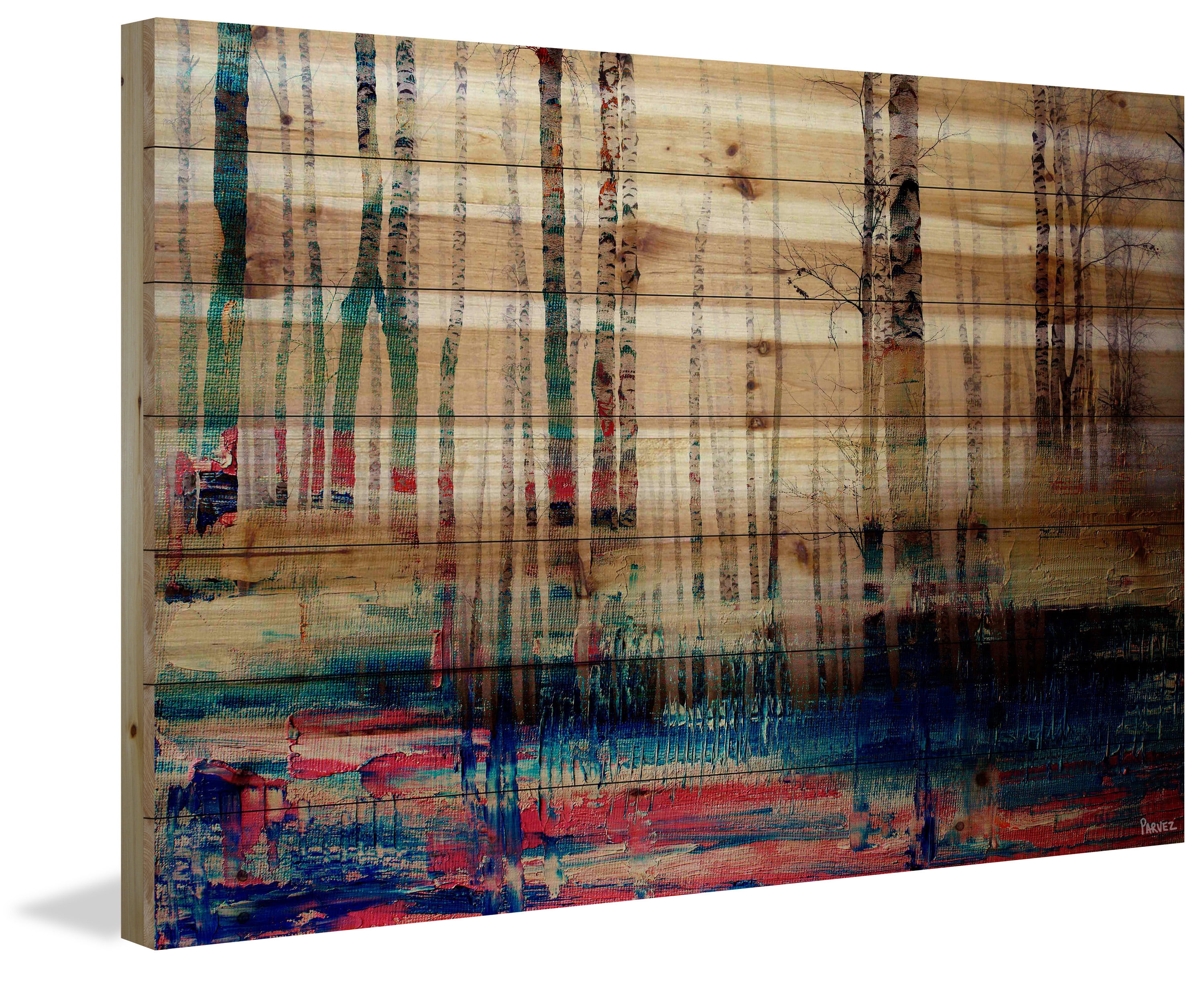 "Shaded Colors" Painting Print on Natural Pine Wood