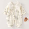 thumbnail image 2 of Gerichy Infant Baby Girl Fall Outfit Romper Floral Print Ruffled Trim Crew Neck Long Sleeve Jumpsuit Newborn Waffle Clothes 0-18 Months, 2 of 7