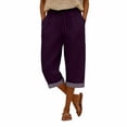 thumbnail image 4 of iHPH7 Women's Linen Capri Pants, Lightweight Casual Summer Pants with Drawstring Elastic Waist (S-3XL), 4 of 7