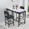 thumbnail image 3 of Newboti Kitchen Table Set, Dining Table and Chairs for 2, 3 Piece Dining Room Table Set with 2 Upholstered Chairs, Bar Dining Table Set for Small Spaces, Apartment, Breakfast, Pub, Rustic Black 14936, 3 of 12