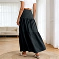 thumbnail image 5 of Wyobmus Womens Tiered Maxi Skirt High Elastic Waist Ruffle Hem Skirt Quick Dry Ankle Length Flowy Boho Skirt for Beach Vacation Resort Dark Gray, 5 of 7