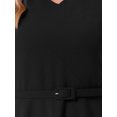 thumbnail image 5 of INSPIRE CHIC Cocktail Dresses for Women's Belted V Neck Cap Sleeve Flowy A-line Dress M Black, 5 of 6