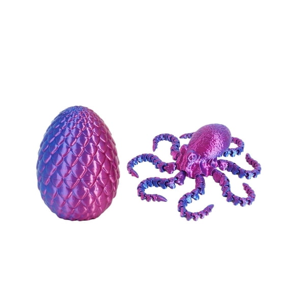 1PC 3D Printed Octopus With Eggs Figurine With Flexible Joints For Home Accessories Decor Mysterious Realistic Octopus Figurine