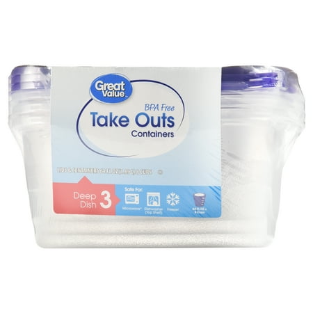 (2 pack) Great Value BPA Free Take Out Containers, Deep Dish, 3 (Best Take Out Food)