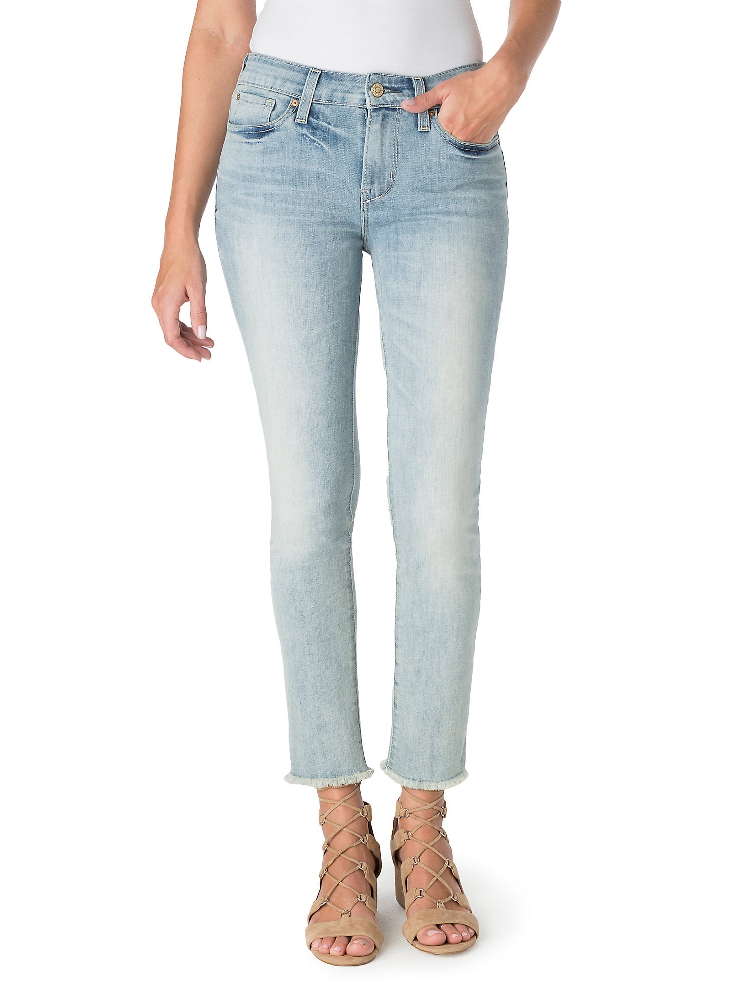 high rise ankle straight jeans