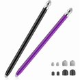 thumbnail image 1 of wonima11 Stylus Pens for Touch Screens, 4 in 1 Sensitivity Capacitive Stylus Touch Screen Pen with 8 Extra Replaceable Tips for iPhone iPad Tablets All Universal Devices(2Pcs) (Black+Purple), 1 of 1