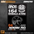 thumbnail image 1 of BNDS 1/64 ABS Wheels Rubber Tires by BLACK CHROME Assembly Rims Modified Parts JDM VIP Style for Model Car Vehicle 4pcs Set BC26404BC, 1 of 5