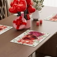 thumbnail image 4 of Valentines Day Plaid Love Hearts Pink Roses Eucalyptus Leaves Cloth Placemats Set of 4 Table Mats Table Decorations 12x18 Inch, 4 of 5