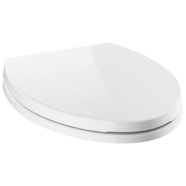 Asiento de inodoro alargado con parachoques de asiento antideslizante, color blanco