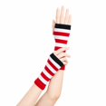 thumbnail image 5 of Unique Bargains 1 Pair Fingerless Gloves Knit Stripes Fashion Gloves Red, Black, White, 5 of 5