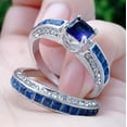 thumbnail image 3 of Anillos para mujeres Combinación de circonio cúbico Dos en Uno Boda Anillo de compromiso Sets, 3 of 5