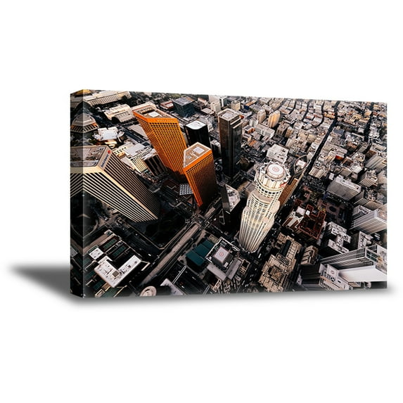 Awkward Styles Los Angeles Bird's-Eye View Canvas Wall Art Los Angeles Framed Artwork LA Poster Decor LA Photo Prints LA Cityscape Canvas Wall Art Kitchen Decor Ideas Home Office Canvas Decor USA Art