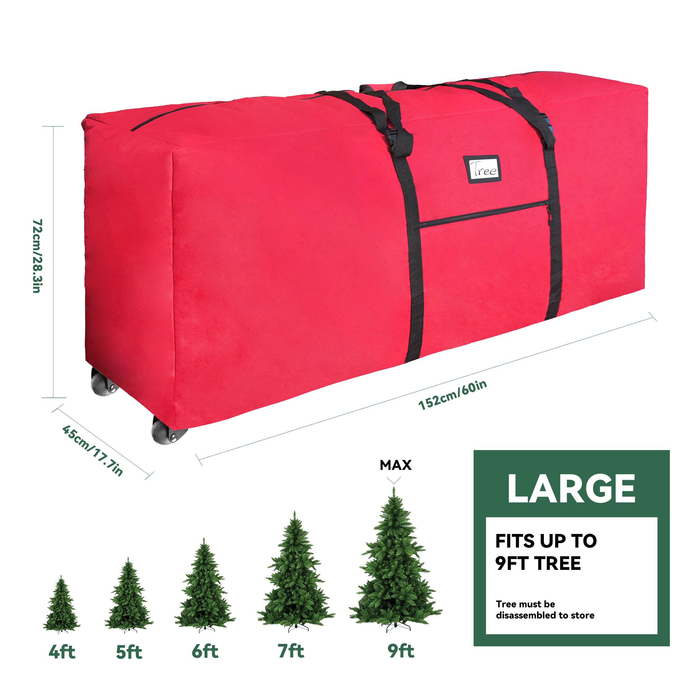 Tufmunb Rolling Christmas Tree Storage Bag, 9ft photo 3