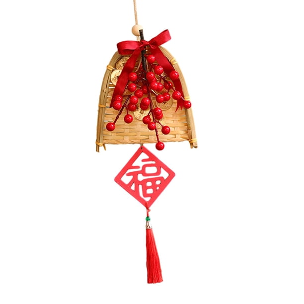 Decoración de año Nuevo Chino, suministros colgantes para fiesta, 2024, para puerta delantera, adorno colgante rojo, señal de puerta para entrada de Personaje Fu