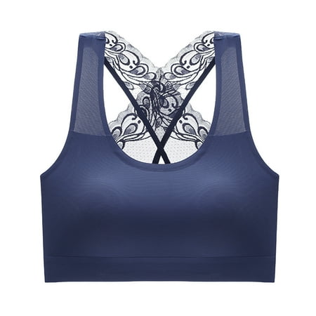 

Plus Size Sports Bras for Women Vest Lingerie Wireless Bra for Women Blue L