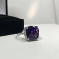 thumbnail image 2 of 8ct Amethyst Ring with White Sapphire Accents Size Trending Jewelry Gift Mom Wife Fiance Bride February Checker Cut Cushion, 2 of 2