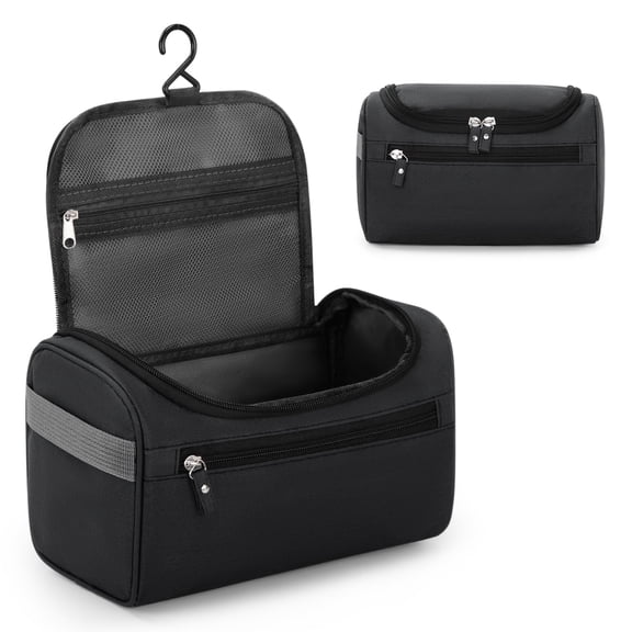 UNIWELL Travel Hanging Toiletry Bag, Waterproof Cosmetics Bag, Bathroom Dopp Kit, Travel Toiletry Bag Shaving Bathroom Organizer for Travel Black