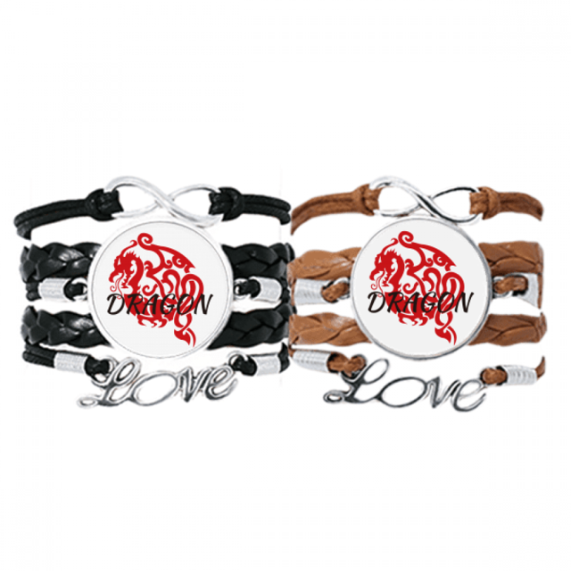 Animal Myth Dragon's Eastern Wings Western Wings Bracelet Hand Strap Leather Rope Wristband Double Set
