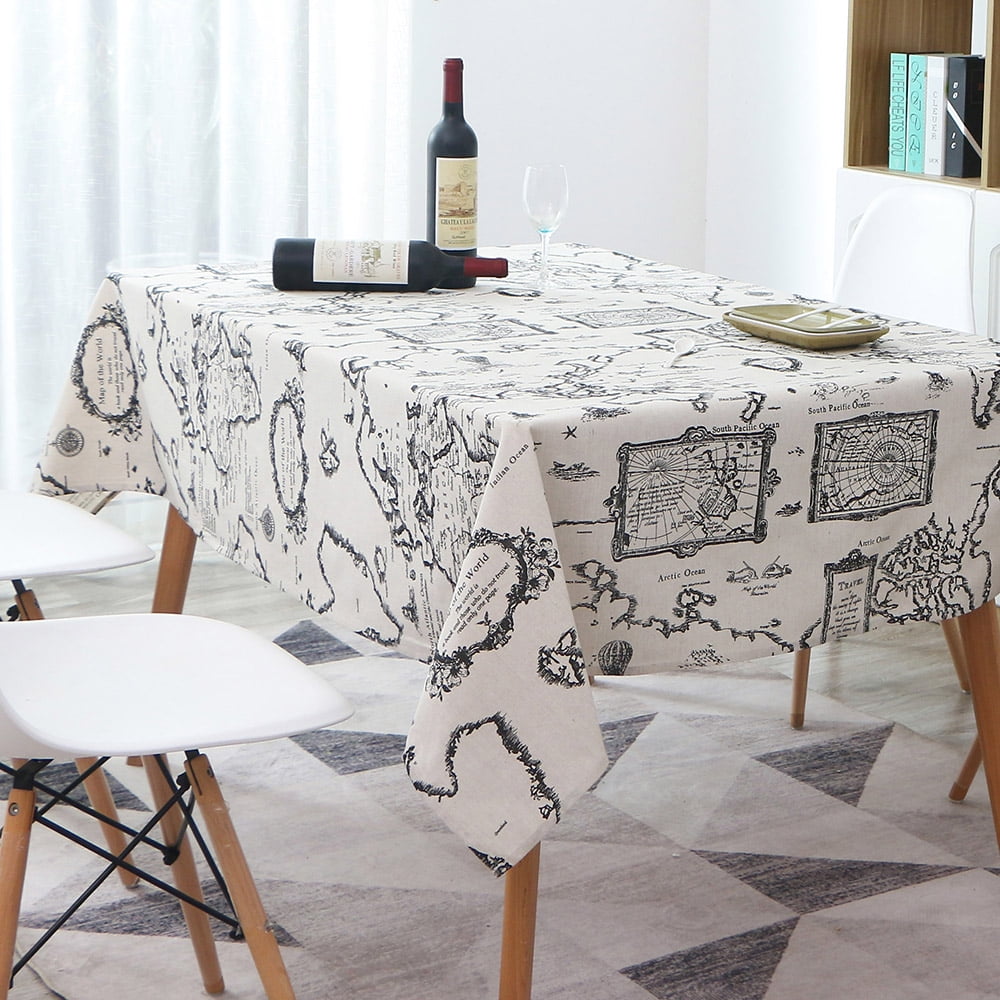 Tablecloth, Rectangle Table Cloth Cotton Linen Wrinkle Free -Fading ...