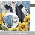 thumbnail image 6 of Cow Sunflowers Valance Curtain for Windows Yellow Flower Bee Farm Animal Oil Painting Rod Pocket Curtain Valances Short Window Treatments Panels for Kitchen Bathroom Laundry Basement 60 x 14 Inch, 6 of 9