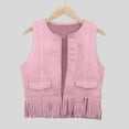 thumbnail image 2 of OSOLU Toddler Boys Girls Western Cowboy Cow Girl Vest Tassel Fringe Waist Coat Tops Party Infants Breathable Dailywear, 3-4 Years, 2 of 4