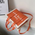thumbnail image 4 of Bolsa de viaje de cuero de PU cuadrados de letras de moda Casual suave para compras de niñas JShteea Para Estrenar, 4 of 8