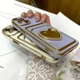 thumbnail image 4 of Plating Wallet for iPhone 13 Case, Plating Love Heart Mirror Card Holder Camera Protection Luxury Cover + 2* Screen Protector, Card Slot Case Elegant iPhone 13 Phone Case -White, 4 of 12