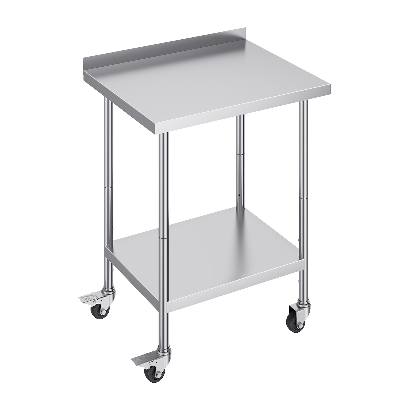 KFFKFF 24x30x40-Inch Metal Prep Table, Stainless Steel, with Wheels, Adjustable Height, Durable for Restaurant, Home, Hotel Use