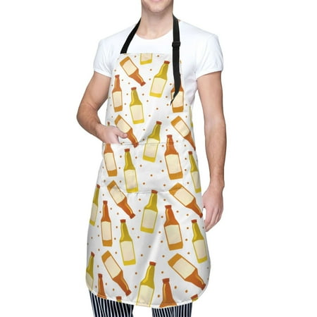 

Cauagu Beer Bottles Aprons with Pockets Waterproof Apron for Women Kitchen Cooking Apron Adjustable Bib Aprons Chef Apron for Cooking Drawing Crafting