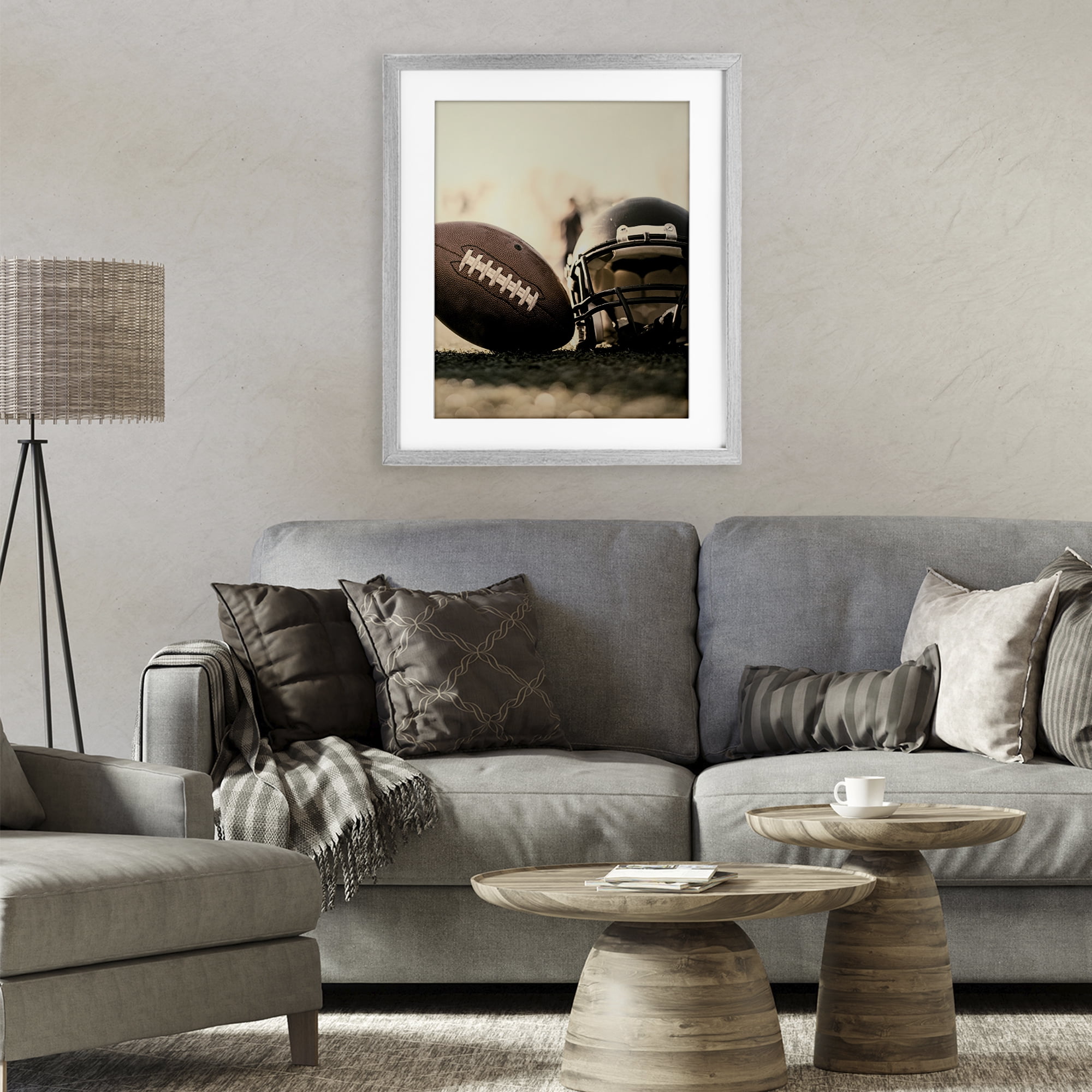 Stupell Industries Football Stand Alone Gray Framed Print Under Glass, design by Jesse Keith