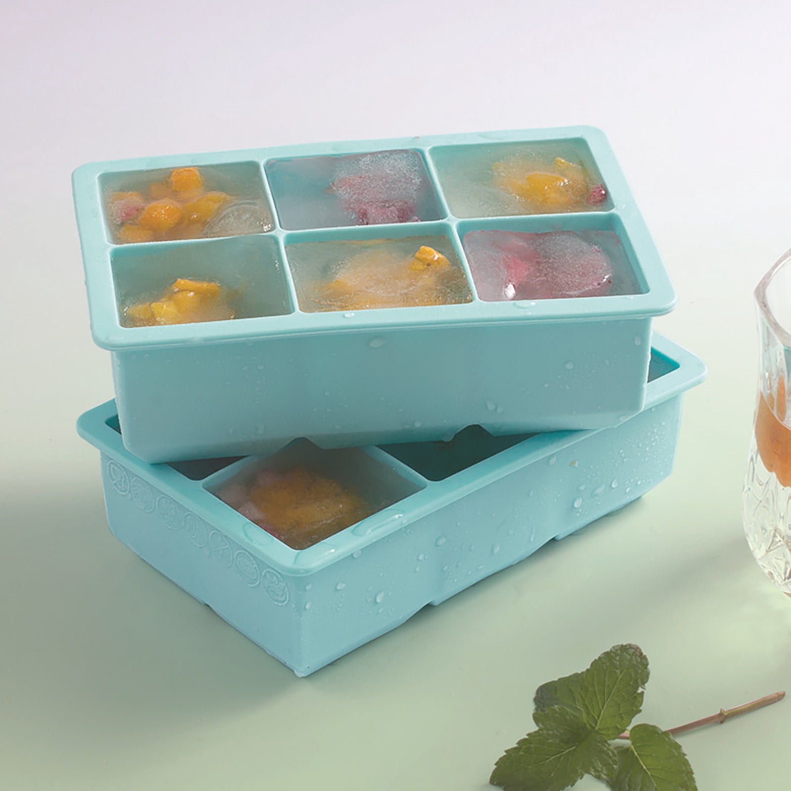 Seyotauo Ice Tray, Flexible BPA-Free Silicone Mold, Reusable Ice Block Maker with Easy Release, Odorless Container for Freezer, Fridge, Kitchen, Cocktail and Party Use