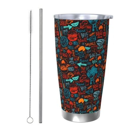 

Coaee Doodle Barbeque for 20oz Insulated Kettle Water Bottle For Running Hiking Cycling Climbing Men S Woman Insulated Water Bottle-Straw Two-piece Set