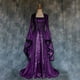 thumbnail image 2 of Gibobby Vestidos estampado floral Las mujeres visten estilo Retro Manga Trumpet Sólido Color largo vestido de princesa(Morado, XXL), 2 of 5