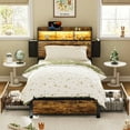 thumbnail image 6 of GUNAITO Twin Bed Frame with 2 Drawers Platform Bed Frame with with LED Lights&Charging Station Rustic Brown, 6 of 7