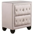 thumbnail image 4 of Velvet Upholstered Nightstand with 2 Drawers, Modern Wood Bedside Table with 4 Wood Legs and 2 Button Tufted Drawer Doors, Storage Cabinet for Living Room Bedroom, Gray, 4 of 7