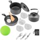 thumbnail image 1 of Eigraketly Paquete de 14 ollas para acampar al aire libre, utensilios de cocina portátiles, antiadherentes, mochileros, lavables, con Kits de desorden para acampar Negro, 1 of 6