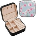 thumbnail image 2 of Watercolor Orchid Jewelry Box Portable PU Leather Jewelry Mini Case with Removable Tray Display Earrings Bracelets Rings Necklaces for Women Women Gifts, 2 of 7