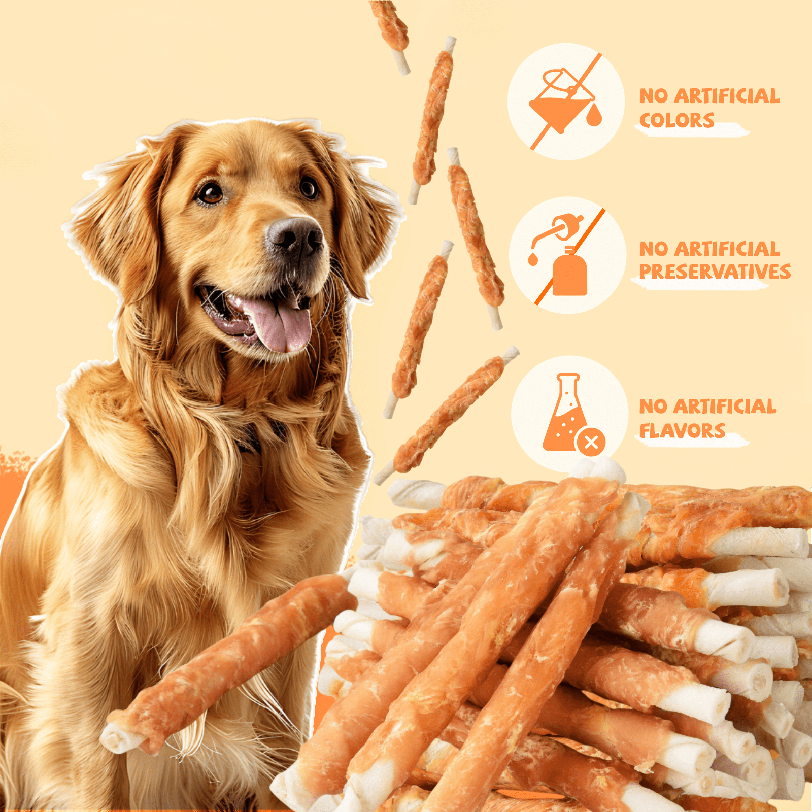 (2 pack) Pawmate Rawhide Dog Treats, Chicken Wrapped Rawhide Sticks, 5 Inch Long Lasting Chewy for All Dogs, 20ct Packet