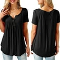 thumbnail image 4 of PENGXIANG Tunique Ample à Col en V pour Femmes, Manches Courtes, Décontractée, Été, Blanche XXXXXL, 4 of 6